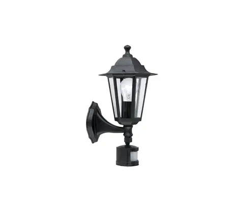 Záhradné lampy Eglo EGLO 22469 - Vonkajšie nástenné svietidlo so senzorom LATERNA  1xE27/60W čierna 
