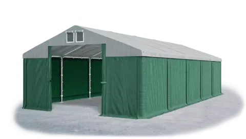 Záhrada Skladový stan 5x10x2,5m strecha PVC 560g/m2 boky PVC 500g/m2 konštrukcie ZIMA PLUS Zelená Šedá Zelená