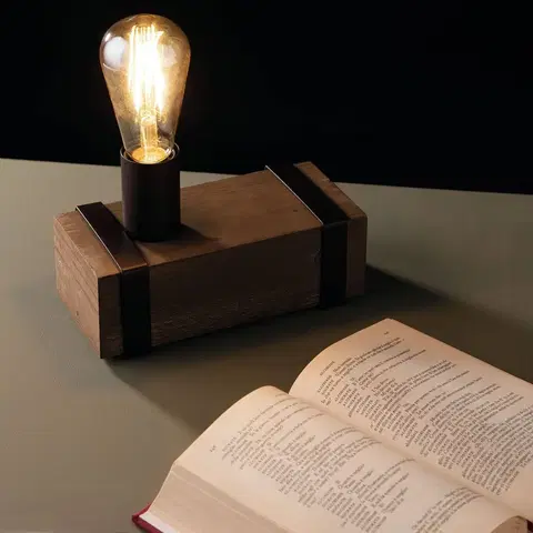 Stolové lampy Eco-Light Stolná lampa Texas starožitné drevo, 1-plameňové