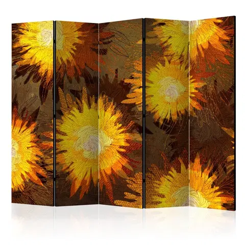 Paravány Paraván Sunflower dance Dekorhome 225x172 cm (5-dielny)