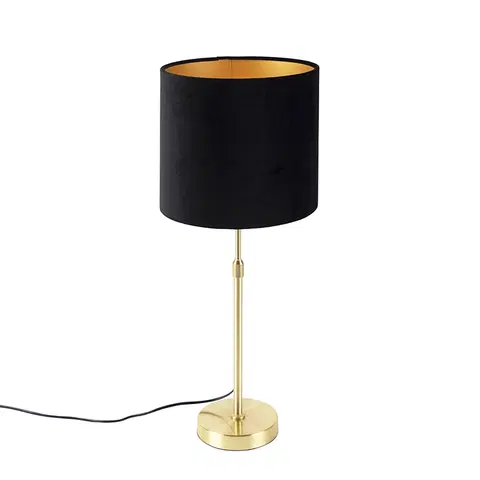 Stolove lampy Stolová lampa zlatá / mosadz s čiernym zamatovým odtieňom 25 cm - Parte