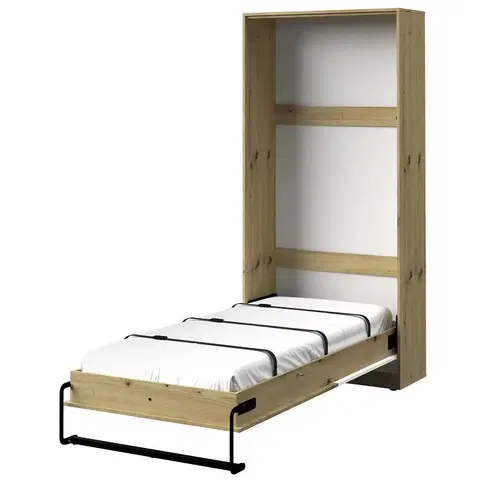 Jednolôžkové postele Sklápacia posteľ  vertikálne Nero 15 – Šedá Lesk