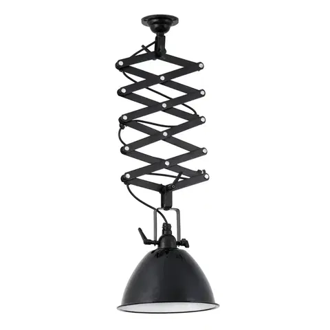 Závesné svietidlá FARO BARCELONA Závesná lampa Mou, výškovo nastaviteľná v čiernej