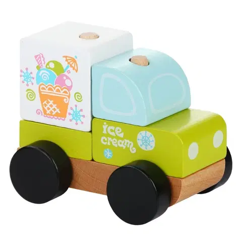 Hračky - dopravné stroje a traktory CUBIKA - 13173 Zmrzlinový voz - drevená skladačka 5 dielov