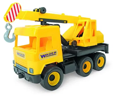 Hračky - dopravné stroje a traktory WADER -  Middle Truck žeriav - žltý