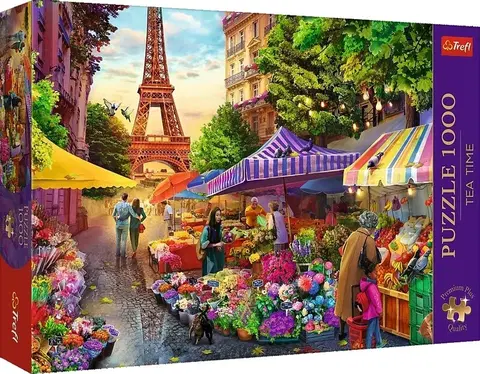 Hračky puzzle TREFL - Puzzle 1000 Premium Plus - Čajový čas: Kvetinový trh