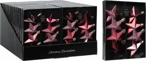 Vianočné dekorácie Kinekus Ozdoba závesná hviezda 6,5 cm sada 8 ks plast ružová