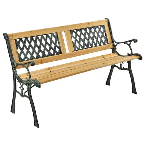 Záhradné lavice Juskys 2-miestna záhradná lavica Sanremo z lakovaného dreva a kovových častí