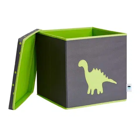 Boxy na hračky LOVE IT STORE IT - Úložný box na hračky s krytom - šedý, zelený dinosaurus