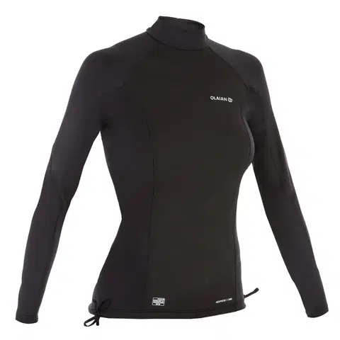 surf Dámske neoprénovo-fleecové tričko s UV ochranou a dlhým rukávom čierne
