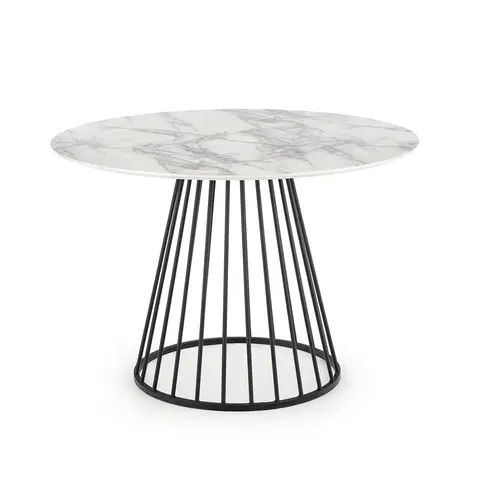 Jedálenské stoly HALMAR Brodway okrúhly jedálenský stôl biely mramor / čierna