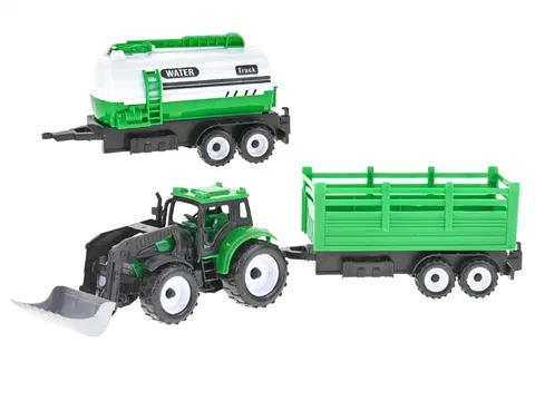 Hračky - dopravné stroje a traktory MIKRO TRADING - Traktor nakladač 17cm s vlečkou