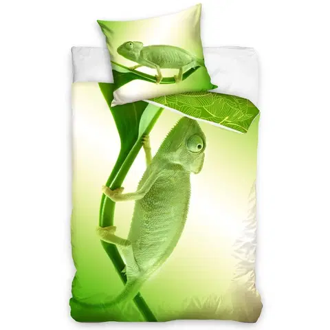 Obliečky BedTex Bavlnené obliečky Zelený Chameleón, 140 x 200 cm, 70 x 90 cm 