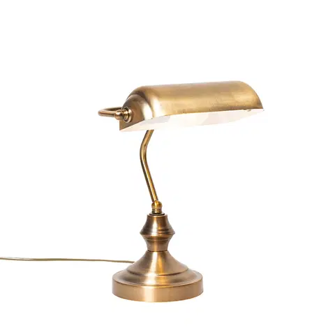 Stolove lampy Klasická stolná lampa/notárska lampa bronzová - Banker