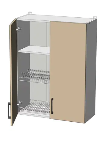 Kuchynské skrinky horná vysoká skrinka s odkvapkávačom š.70, v.92, Modena WD7092, grafit / biely mat