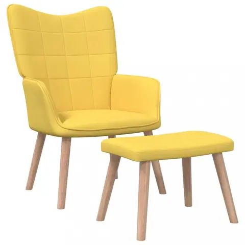 Moderné a dizajnová Relaxačné kreslo s podnožkou látka Dekorhome Žltá