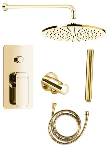 Kúpeľňa SAPHO - SPY podomietková sprchová súprava s pákovou batériou, otočný prepínač, 2 výstupy, zlato PY42/17-01