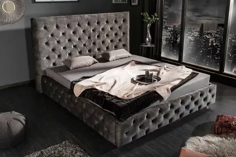 Postele LuxD Dizajnová posteľ Laney II 160 x 200 cm sivý zamat