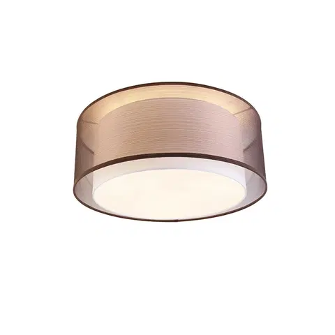 Stropne svietidla Moderné stropné svietidlo hnedé s bielym 50 cm 3-svetlom - Drum Duo