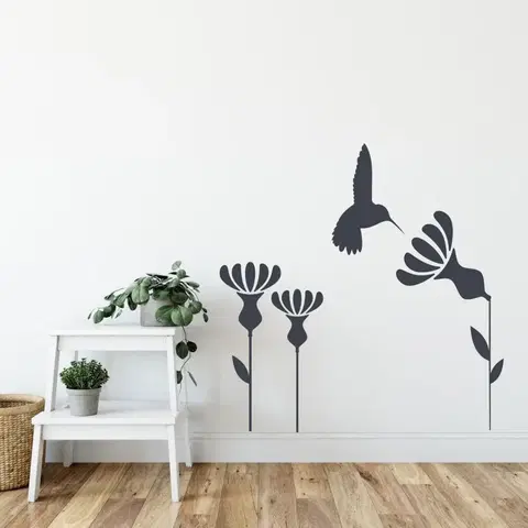 Nálepky na stenu Nálepka na stenu - Kolibrík a kvet