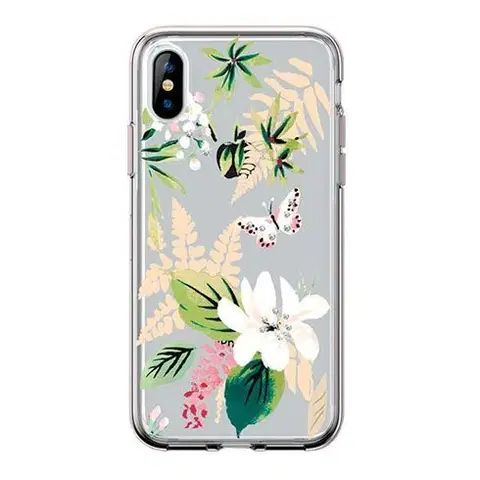 Puzdrá na mobilné telefóny Comma kryt Butterfly Crystal Flower Series pre iPhone XS Max, white 6938595318078