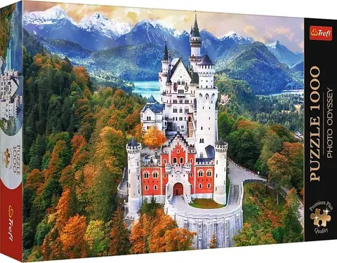 Hračky puzzle TREFL - Puzzle 1000 Premium Plus - Foto Odysea: Zámok Neuschwanstein, Nemecko