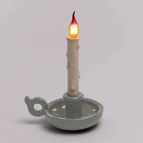 Vnútorné dekoratívne svietidlá SELETTI Stolová LED lampa Grimm Bugia v tvare sviečky sivá
