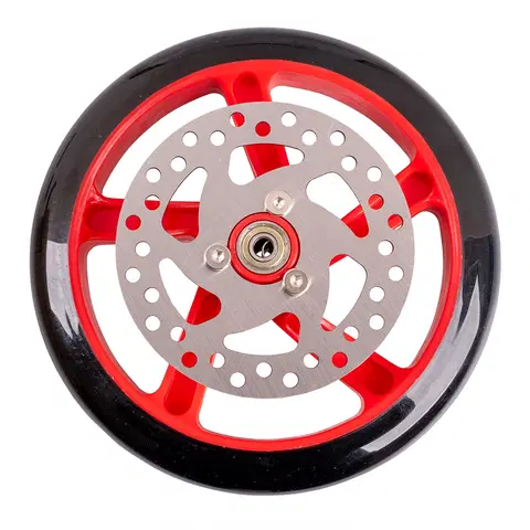Komponenty na kolobežky Náhradné koliesko s brzdovým diskom na kolobežku Discola 200x30mm červená