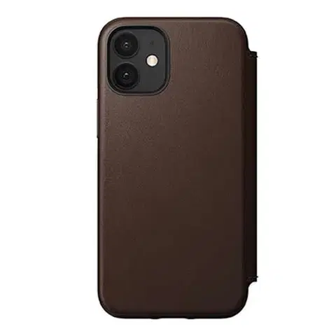 Puzdrá na mobilné telefóny Púzdro Nomad Folio Leather kožené flipové puzdro iPhone 12 mini - hnedé NM21eR0H00