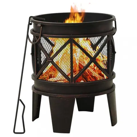 Záhradné ohniská Prenosné ohnisko s pohrabáčom Φ 42 čierna Dekorhome