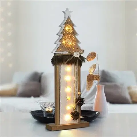Vianočné dekorácie Solight 1V236 Vianočná LED dekorácia Stromček 10 LED, teplá biela, 42 cm