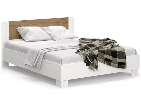 Postele NABBI Mateo LB-180 manželská posteľ s roštom 180x200 cm sosna Andersen / dub april