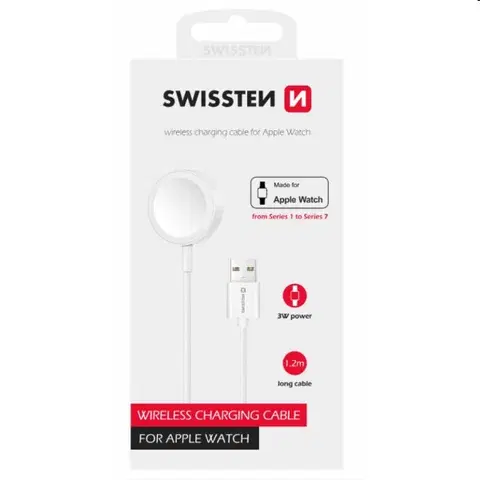 Príslušenstvo k wearables Swissten Nabíjací magnetický kábel pre Apple Watch USB-A 1,2 m, biela 22055511