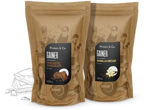 Sacharidy a gainery Protein & Co. Gainer 4 kg (2× 2 kg) Zvoľ príchuť: Chocolate hazelnut, Zvoľ príchuť: Fantastic chocolate