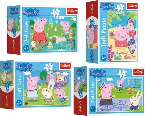 Hračky puzzle TREFL - Mini puzzle 54 dielikov Šťastný deň Prasiatka Peppy/Peppa Pig, 4 druhy