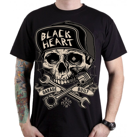Pánske tričká Tričko BLACK HEART Garage Built čierna - M