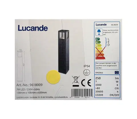 Záhradné lampy Lucande Lucande - LED Vonkajšia lampa NICOLA LED/7W/230V IP54 