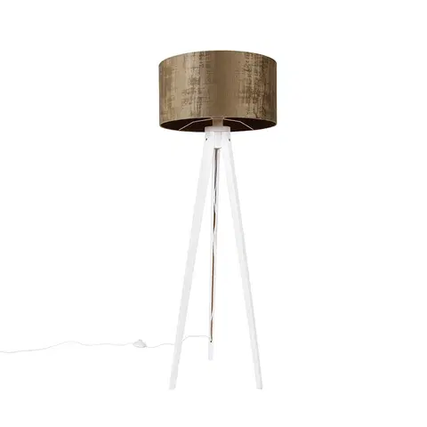 Stojace lampy Moderná stojaca lampa statív biela s hnedým odtieňom 50 cm - Tripod Classic