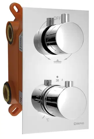 Kúpeľňové batérie SAPHO - KIMURA Podomietková sprchová termostatická batéria, box, 3 výstupy, chróm KU383