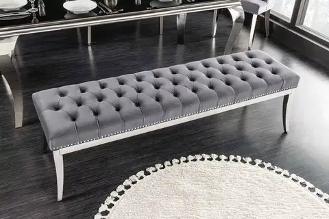 Lavice do jedálne LuxD Dizajnová lavica Queen 164 cm sivý zamat