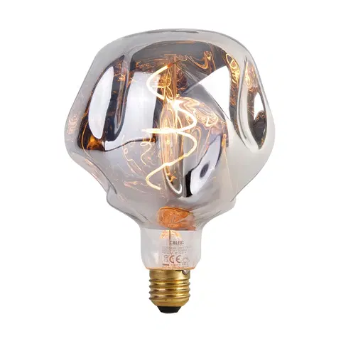 Ziarovky E27 stmievateľná LED lampa G125 strieborná 4W 75 lm 1800K