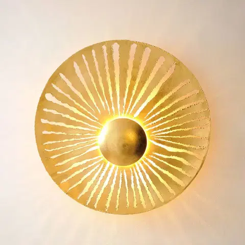 Nástenné svietidlá Holländer Nástenné svietidlo Pietro, zlatá farba, Ø 71 cm, železo