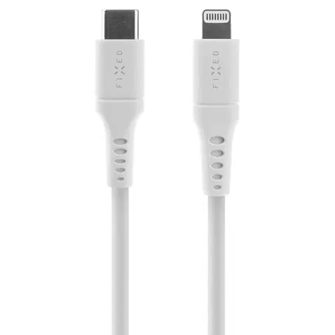 USB káble FIXED Dátový a nabíjací Liquid silicone kábel USB-CLightning MFi, PD, 0,5 m, biely FIXDLS-CL05-WH