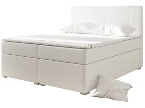 Postele NABBI Anzia 160 čalúnená manželská posteľ s úložným priestorom biela