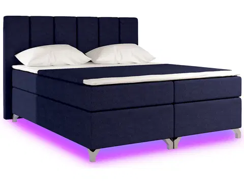 Postele NABBI Barino 160 čalúnená manželská posteľ s úložným priestorom tmavomodrá