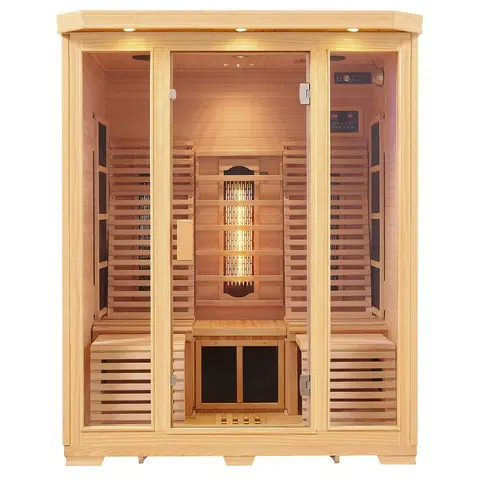 Bývanie a doplnky Juskys Infračervená sauna/ tepelná kabína Helsinki 150 s triplexným vykurovacím systémom a drevom Hemlock