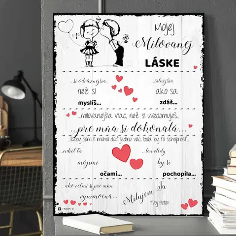 Tabuľky s venovaním (darčeky) Darček na Valentína - Valentínka pre najlepšiu priateľku na svete - obraz na stenu