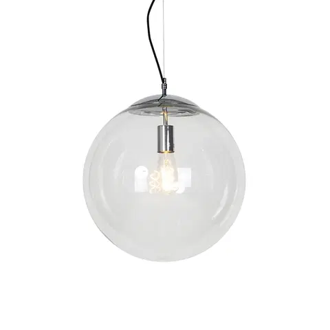 Zavesne lampy Škandinávska závesná lampa chróm s čírym sklom - Ball 40