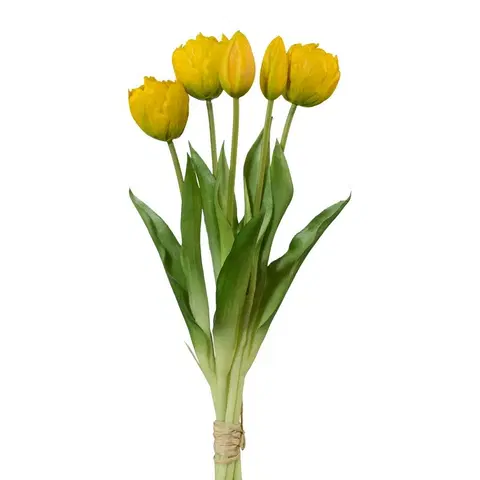 Kvety Umelý zväzok tulipánov 5 ks žltá, v. 38 cm