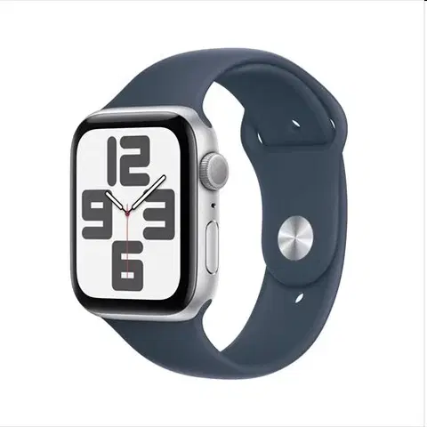 Inteligentné hodinky Apple Watch SE GPS 44mm strieborná , hliníkové puzdro so športovým remienkom burková modrá - S/M